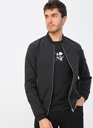 Jack & Jones 12165203_Jjerush  Noos Bomber Normal Kalıp Düz Siyah Erkek Mont