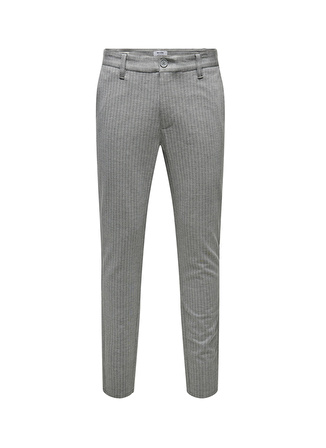 Only & Sons Yüksek Bel Dar Paça Açık Gri Erkek Pantolon 22013727_ONSMARK PANT STRIPE GW 372