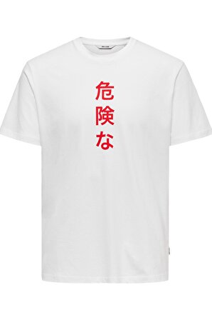 Only & Sons Erkek Beyaz Ejderha T-shirt-22018480