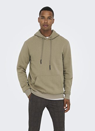 Only & Sons  Normal Kalıp Açık Kahve Erkek Şardonlu Sweatshirt ONSCERES HOODIE SWEAT NOOS