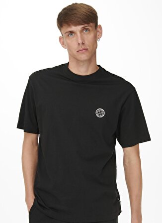 Only & Sons Baskılı Siyah Erkek T-Shirt 22022669_ONSGUS RLX PHOTOPRINT