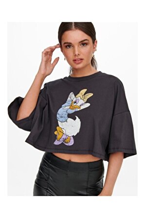 Only Kadın Duffy Dasiy Duck Crop Geniş T-shirt - 15262415
