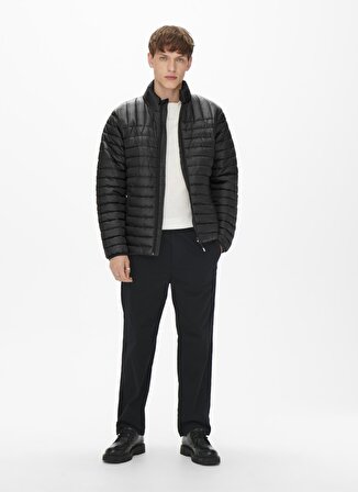 Only & Sons Siyah Erkek Mont 22022612_ONSPIET QUILTED HIGHNECK