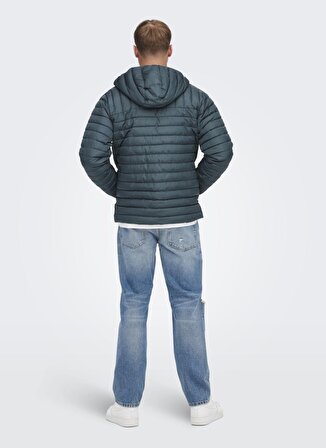 Only & Sons Koyu Mavi Erkek Kapüşonlu   Mont 22022613_ONSPIET QUILTED HOOD JACKE