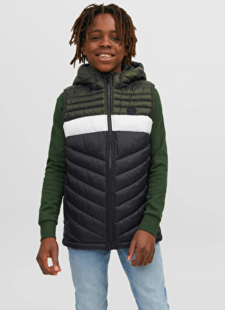 Jack & Jones Yeşil Erkek Çocuk Kapüşonlu Kolsuz Düz Yelek JJEHERO BODYWARMER HOOD NOOS JNR