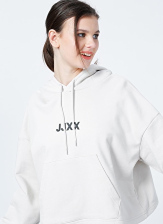 JJXX Kapüşon Yaka Düz Krem Kadın Sweatshırt JXCARLA LS OVERSIZE HOODIE BY