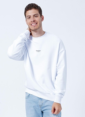 Jack & Jones Bisiklet Yaka Beyaz Erkek Sweatshırt 12213688_JPRBLAKAM BRANDING SWEAT C