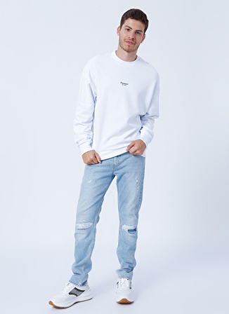 Jack & Jones Bisiklet Yaka Beyaz Erkek Sweatshırt 12213688_JPRBLAKAM BRANDING SWEAT C