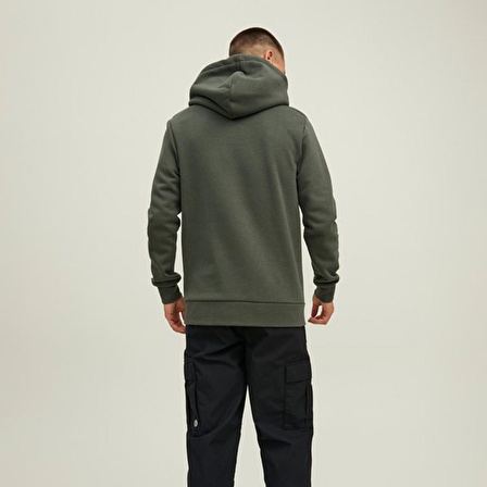 Jack & Jones Kapüşonlu Regular Fit Koyu Yeşil Erkek Şardonlu Sweatshirt 12216242_JCOTECH LOGO SWEAT HOOD