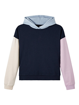 Lmtd Lacivert Kız Çocuk O Yaka Uzun Kollu Geometrik Sweatshirt NLFNAVEN LS SWEAT W HOOD