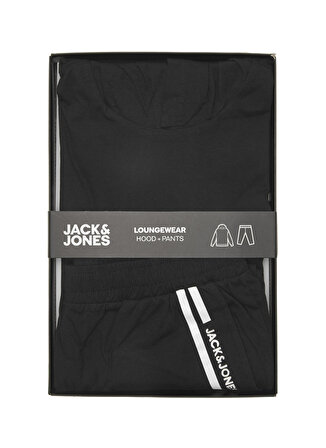 Jack & Jones Siyah Erkek Çocuk Kapüşonlu Uzun Kollu Baskılı Sweatshirt JACWILLIAM HOOD AND PANTS GIFTB JNR