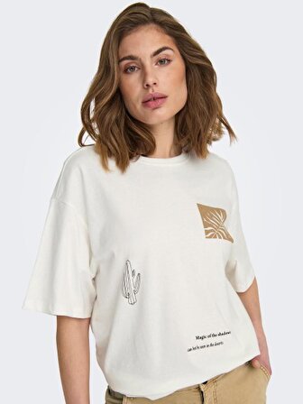 Only Rahat Kesim Beyaz Kadın T-Shirt 15286655