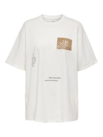 Only Rahat Kesim Beyaz Kadın T-Shirt 15286655