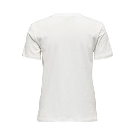 Only Sıfır Yaka Beyaz Kadın T-Shirt 15291484