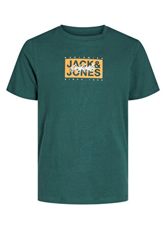 Jack & Jones Koyu Yeşil Erkek Çocuk Kapüşonlu Uzun Kollu Desenli Sweatshirt 12234172
