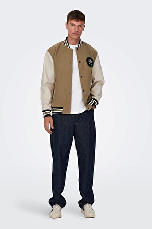 ONLY & SONS ONSJASON VARSITY JACKET OTW ACIK KAHVE