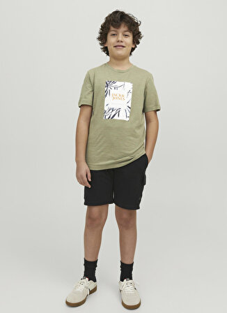 Jack & Jones Yağ Yeşili Erkek Çocuk Bisiklet Yaka Yarım Kollu Desenli T-Shirt 12230796