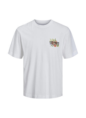 Jack & Jones Kırık Beyaz Erkek Çocuk Bisiklet Yaka Yarım Kollu Desenli T-Shirt 12230826