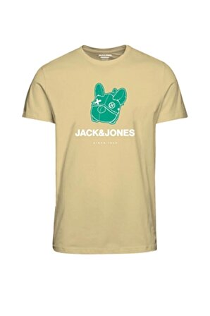 Jack & Jones Erkek Sıfır Yaka Beyaz Pamuklu T-shirt - 12238121