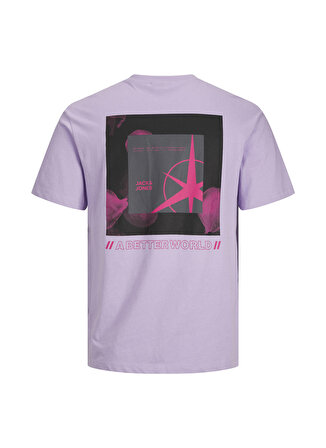 Jack & Jones Mor Erkek Çocuk Bisiklet Yaka Yarım Kollu Desenli T-Shirt 12235610