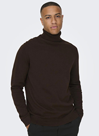 Only & Sons Dik Yaka Normal Düz Bordo Erkek Kazak 22014750_ONSALEX 12 ROLL NECK KNIT