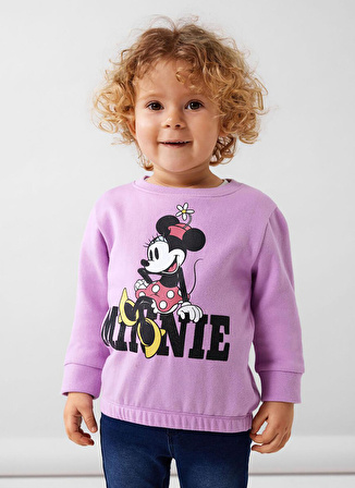 Name İt Lila Kız Bebek Bisiklet Yaka Uzun Kollu Sweatshirt NMFJUF MINNIE SWEAT BRU NOOS WDI