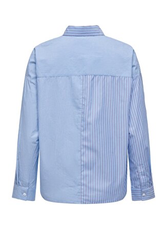 Only Normal Gömlek Yaka Çizgili Açık Mavi Kadın Gömlek ONLANNE LS MIX STRIPE SHIRT WVN