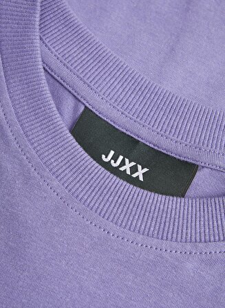 JJXX Bisiklet Yaka Baskılı Mor Kadın T-Shirt JXNAOMI REG SS TEE JRS