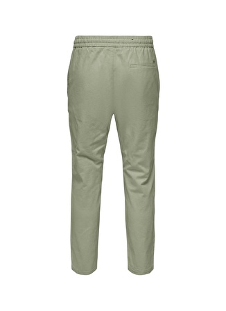 Only & Sons Dar Paça Gri - Yeşil Erkek Kargo Pantolon ONSLINUS CROP 0007 COT LIN PNT NOOS