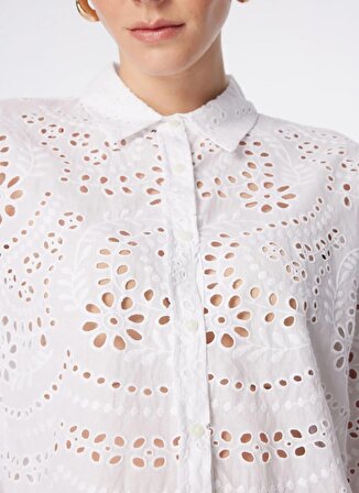 Only Normal Gömlek Yaka Güpür Beyaz Kadın Gömlek ONLBOBBY LALISA EMB SHORT SHIRT WVN