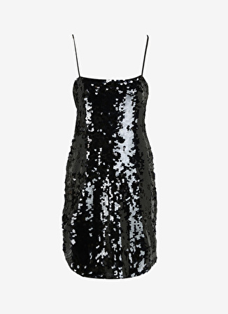 JJXX Klasik Yaka Payetli Siyah Standart Kadın Elbise JXAVA SEQUIN STRAP SHORT DRESS WVN