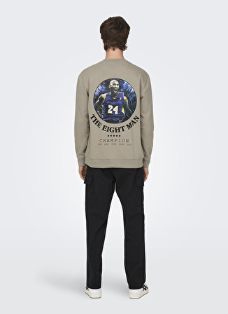 Only & Sons O Yaka Açık Kahve Erkek Sweatshırt 22027894_ONSCELEBRITY REG CREW NECK