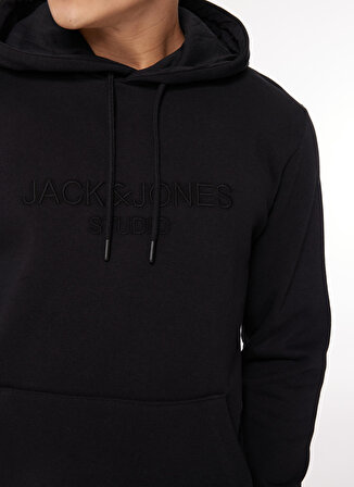 Jack & Jones Kapüşon Yaka Siyah Erkek Sweatshırt 12261177_JORLOUI SWEAT HOOD EXC