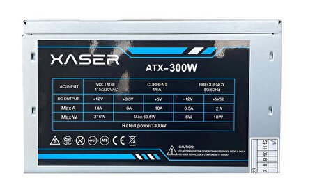 XASER XS300 300W 8 Cm Fanlı Power Supply Güç Kaynağı
