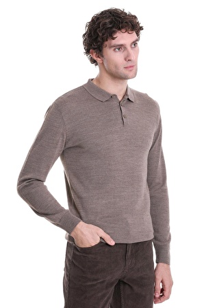 Vizon Regular Fit Düz Polo Yaka Triko Kazak | 3XL
