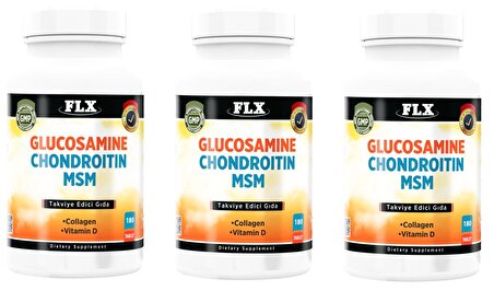 Glucosamine Chondroitin MSM Collagen Vitamin D Glukozamin 180 Tablet X 3 KUTU