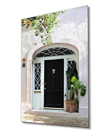 Siyah Beyaz  Kemerli Kapı Cam Tablo