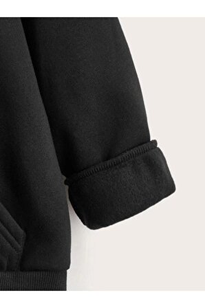 Çocuk Unisex Kapüşonlu Blackpink Baskılı Sweatshirt - Siyah