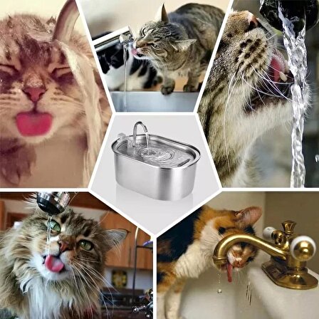 Paslanmaz Çelik Kedi Köpek Için Otomatik Su Pınarı Su Çeşmesi Su Sebili 3. LT