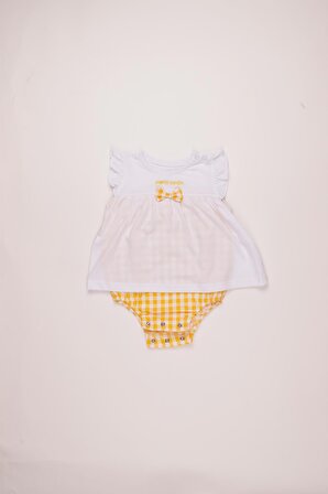 Pierre Cardin Bebek Yazlık Kısa Dokuma Tulum Çıtçıtlı Body Elbise 303374