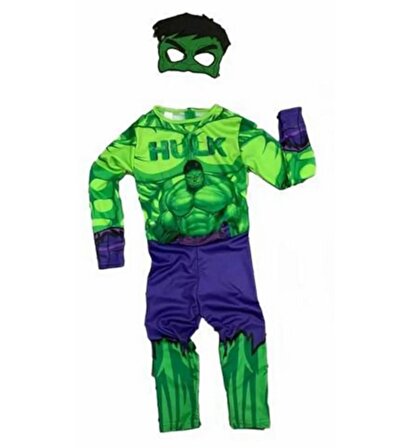 Baskılı Hulk Erkek Çocuk Kostümü, Maskesi ile...