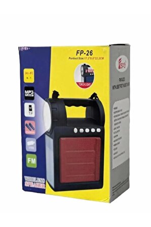 FEPE FP-26 Telefon Standlı Fm Radyolu Bluetoothlu Şarjlı El Feneri Işıldak Hoparlör