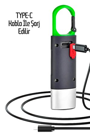4 Modlu Şarjlı El Feneri COB LED USB Kamp Outdoor Avcılık Lambası Kancalı 400 Lümen 3W