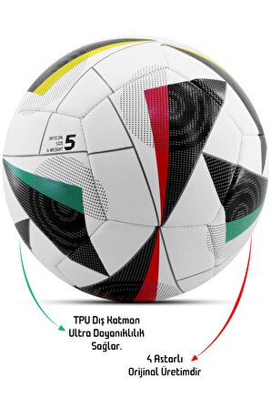 Telvesse Futbol Topu Yeni Sezon 2024 Avrupa Pompalı Sert Zemin Halı Saha Futbol Topu No:5 FT515