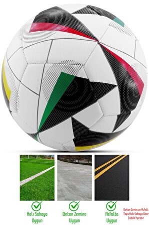 3lü SET Futbol Topu Tekmelikli 2024 Avrupa Pompalı Sert Zemin Halı Saha Futbol Topu No:5 FT515