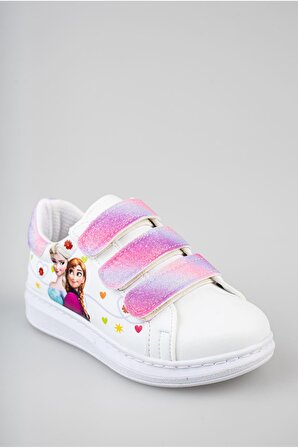 Ortapedik Pedli Cırtlı Beyaz Çocuk Ayakkabı