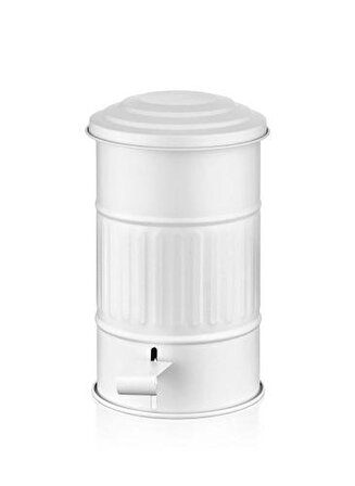 The Mia Galvaniz Metal 2li Pedallı 5 Lt Çöp Kovası Tuvalet Wc Fırçası Beyaz GLV0311-0312