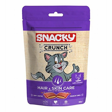 Snacky Crunch Deri ve Tüy Bakımı Tavuklu Kedi Ödülü 10x60 Gr 