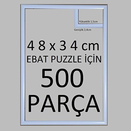 Sar Plus Balıksırtı Puzzle Çerçevesi 500 Parça Için Ebat 48cmx34cm Beyaz