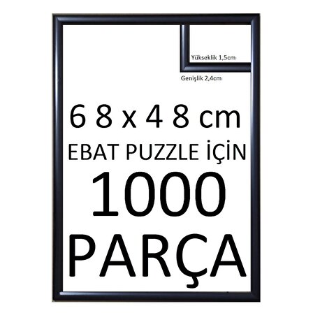 Sar Plus Balıksırtı Puzzle Çerçevesi 1000 Parça Için Ebat 68cmx48cm Siyah